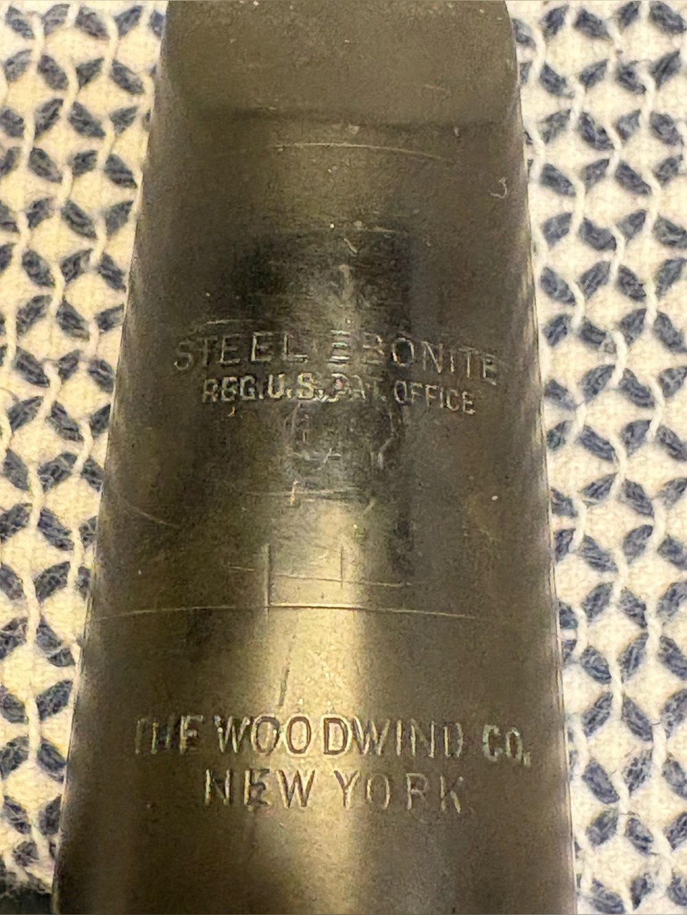 THE WOODWIND CO. STEEL EBONITE Bb CLARINET MOUTHPIECE - VINTAGE NY ERA